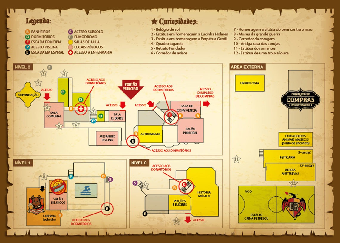 Escola de Magia e Bruxaria em Campos do Jordão - Mapa do hotel-Castelo